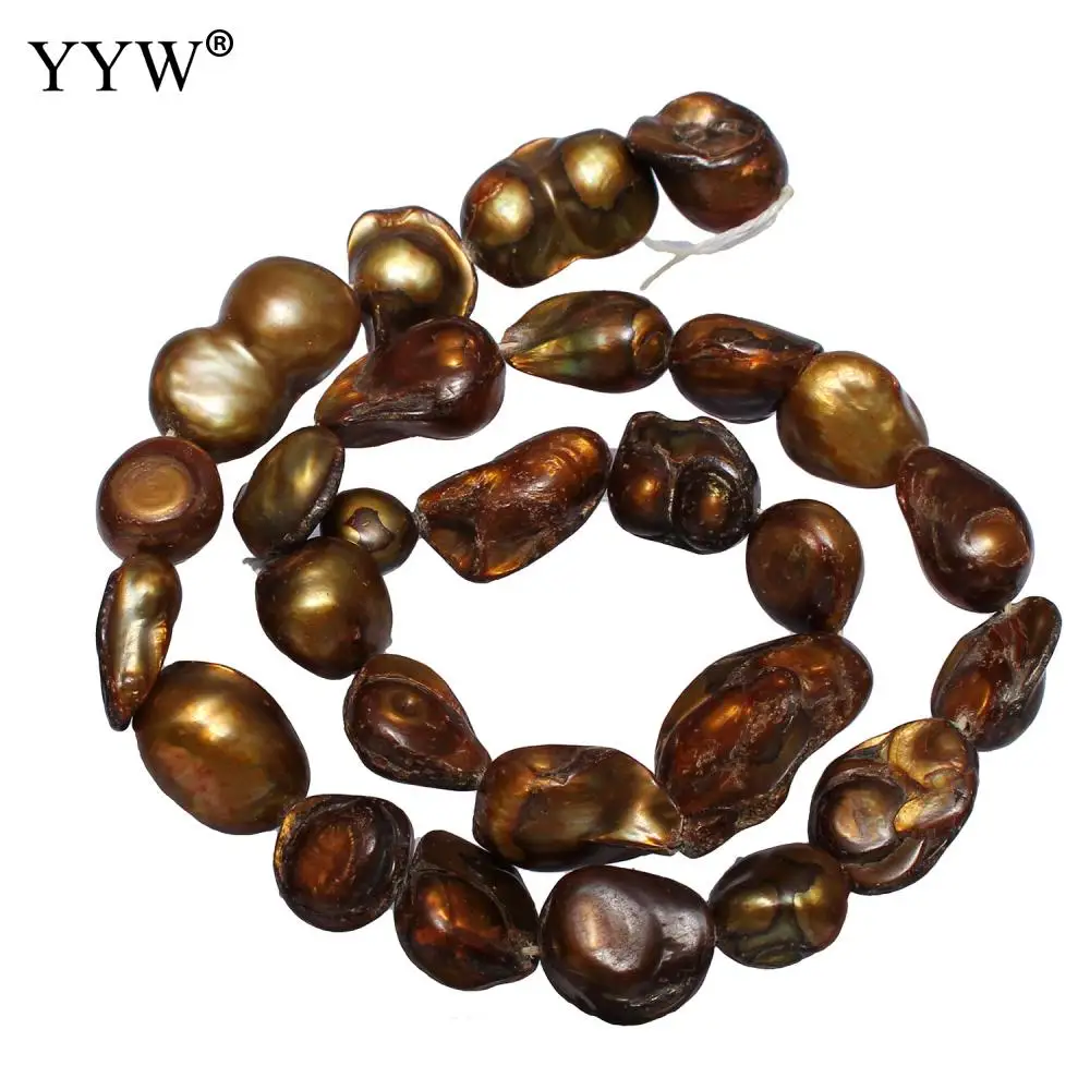 

11-12mm Coffee Nuggets Loose Pearl Beads Cultured Baroque Freshwater Pearl Beads Diy Jewelry Making Bead Pearls 0.8mm 15 Inch