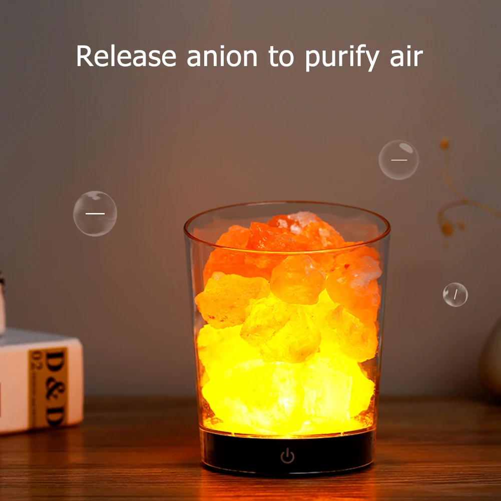 

USB Crystal Salt Rock Lamp Air Purifier Night Light for Kids Bedroom Home