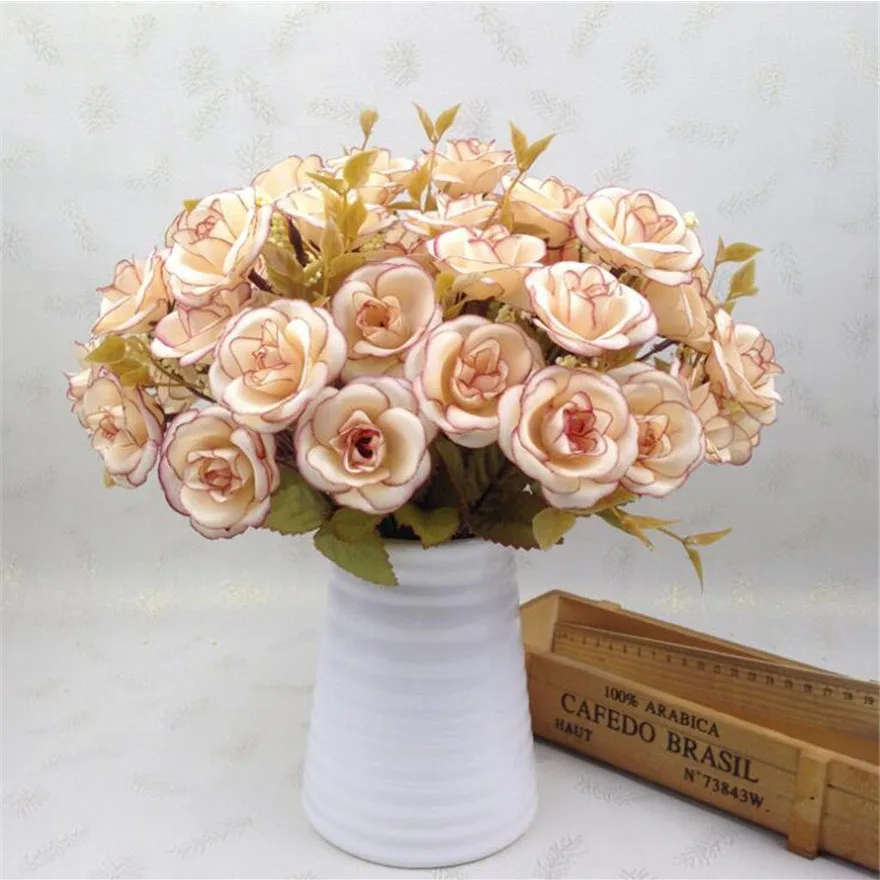 Лучшие продажи красивая Роза Пион Искусственные Шелковые цветы маленькие белые