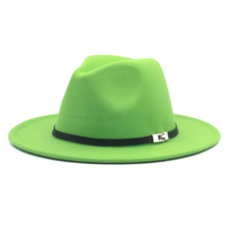 

women hats dress formal church wide brim solid felted fedora hats yellow red green casual vintage men women autumn winter hats