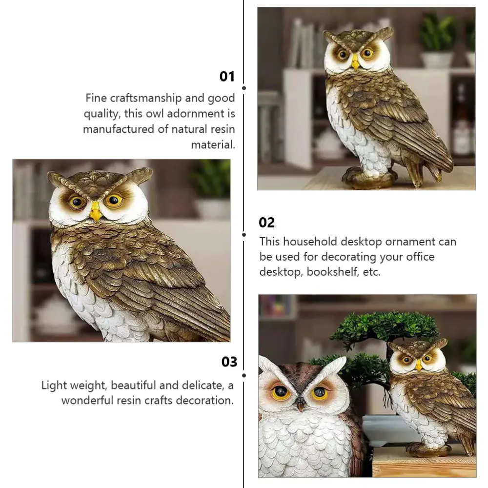 

1PC Lifelike Owl Adornment Desktop Resin Owl Decor Lovely Animal Bird Crafts
