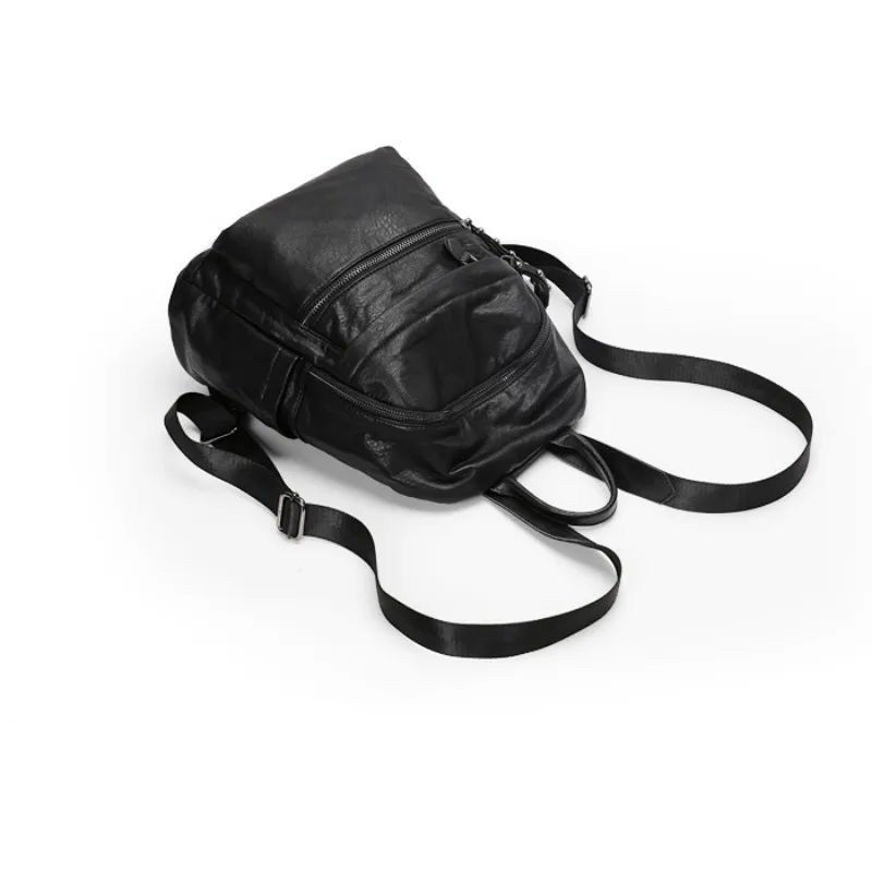 

Women Backpack Pu Leather Schoolbag Casual Large Capacity Multifunction Vintage Rivet Shoulder Bag Multilayer Female Backpacks