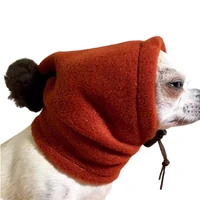 faux fur ball winter warm pet hat drawstring adjustment hat winter dog hat fleece puppy outdoor cold protection cap dog headgear