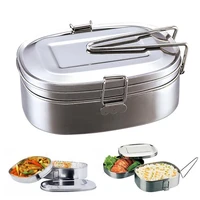 new double layers bento lunch box student stainless steel food storage container school office lunch box