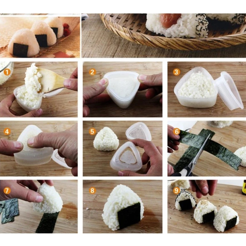 

Sushi Mold 4PCS/Set Onigiri Rice Ball Food Press Triangular Sushi Maker Mold Sushi Kit Japanese Kitchen Bento DIY Accessories