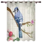 Изысканные шторы, винтажные занавески с цветами, голубыми птицами, птицами, для мальчиков и девочек, шторы для детской комнаты, кабинета, гостиной