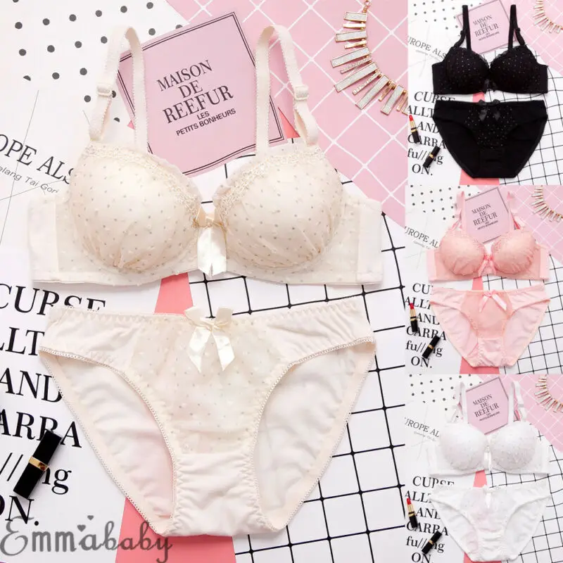 Crystal Women Ladies Lace Bra Sets Underwear Set Push Up A/B and Panty | Женская одежда