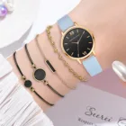 5 шт., набор женских кварцевых наручных часов с кожаным ремешком