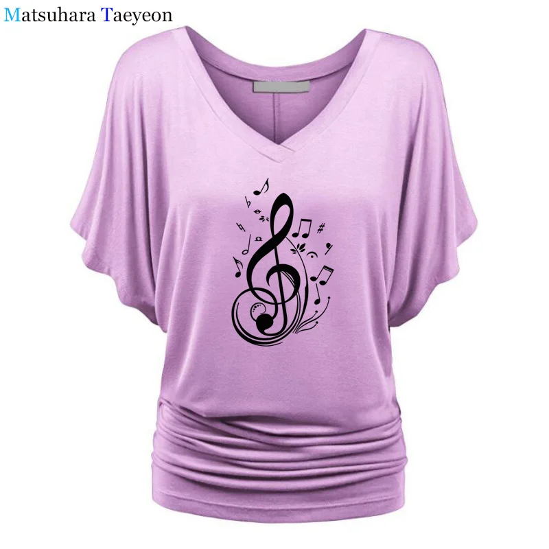 

2019 New Summer Funny Musical Notes Living Print T Shirt Women Cotton Women's T-Shirt Cotton Tops Tshirt Casual Plus Size