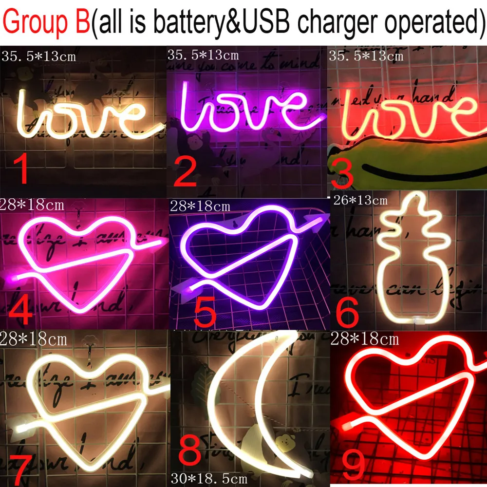 Неоновая светодиодная вывеска на батарейках AA с питанием от USB для праздника