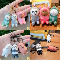 grizz panda lce bear keychains cute doll keychain with lanyard girl women bag pendant car charm keyring kids toys gifts
