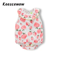 keescewow 100 cotton baby triangle jumpsuit fashion fruit printing sleeveless baby girl bodysuit