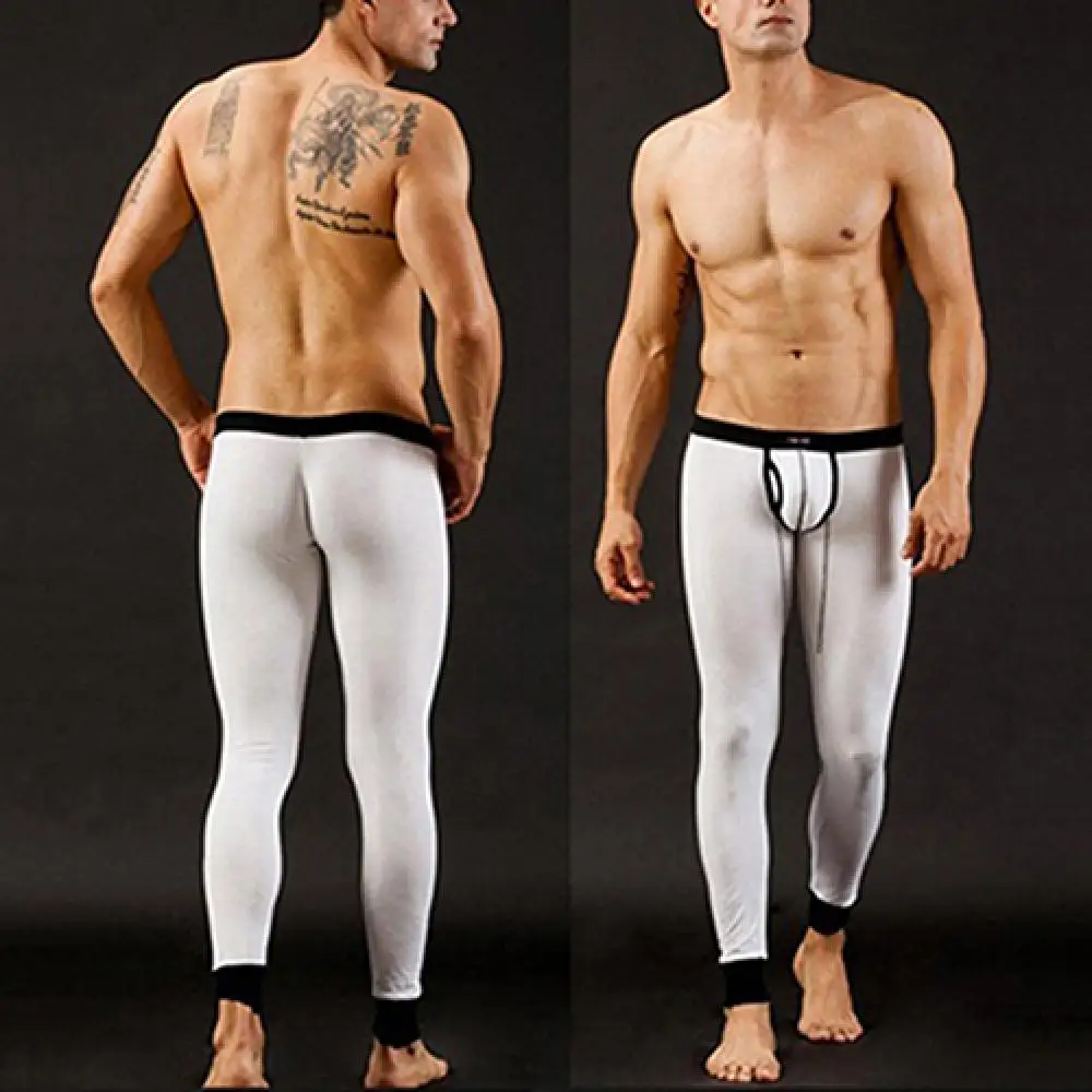 

80% Hot Sale Men's Fashion Long Pants Sexy U Convex Pouch Tight Elastic Underwear Leggings