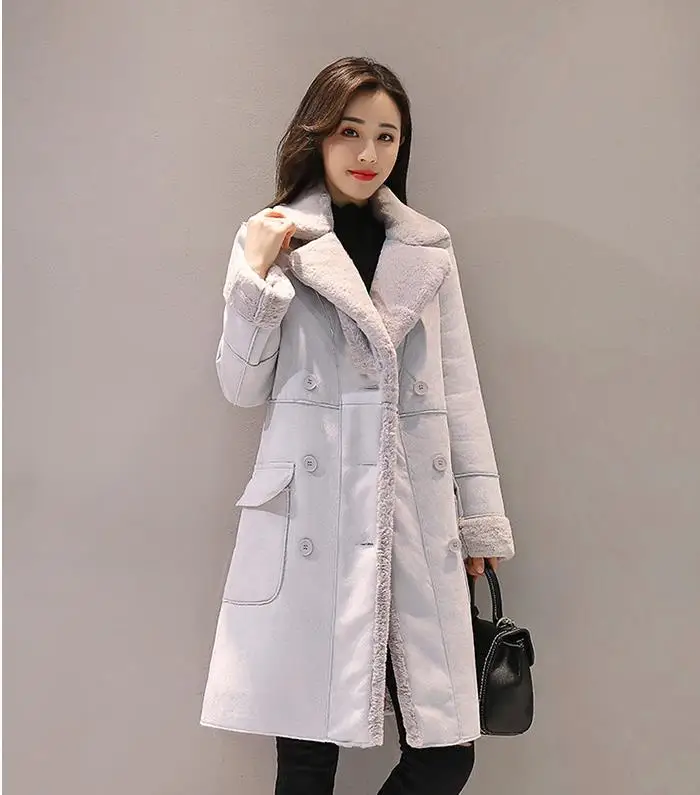 Новинка женское длинное пальто осенне-зимнее теплое бархатное утепленное