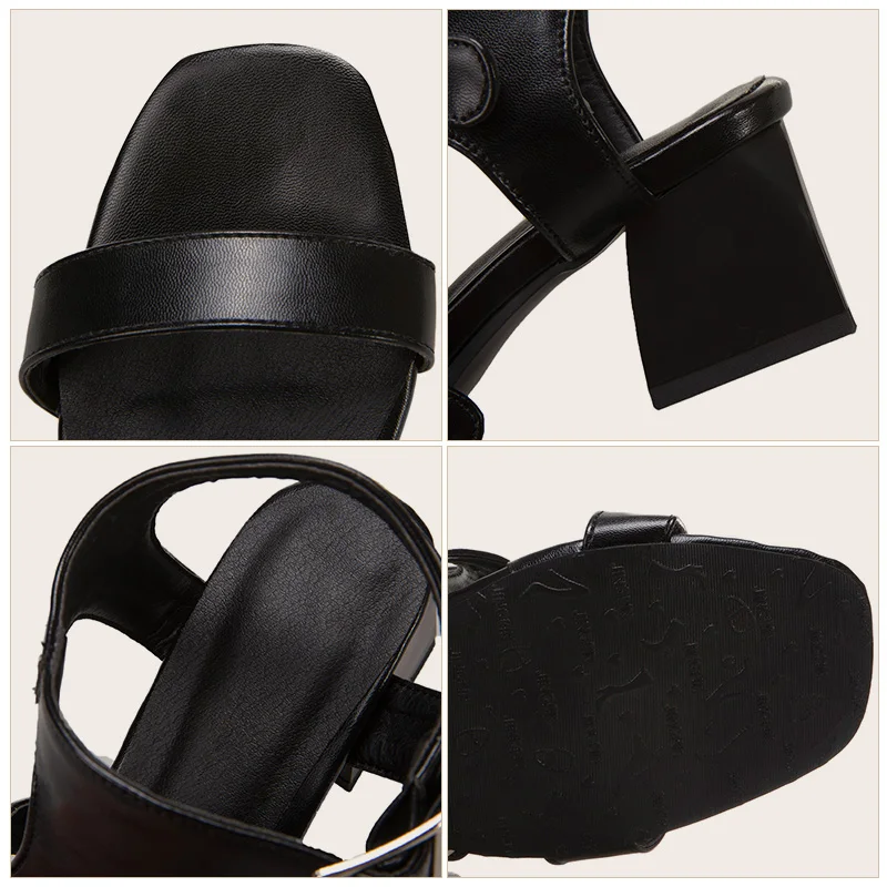 Plus Size 46 47 48 Women Shoes 2021 Summer New Fashion Open Toe Modern Roma Sandals Med Trick Heels Black White Yellow Footwear