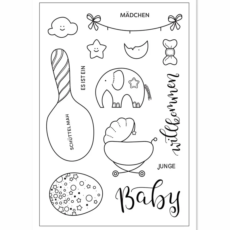 Немецкие слова прозрачные штампы и DIY силиконовые уплотнения