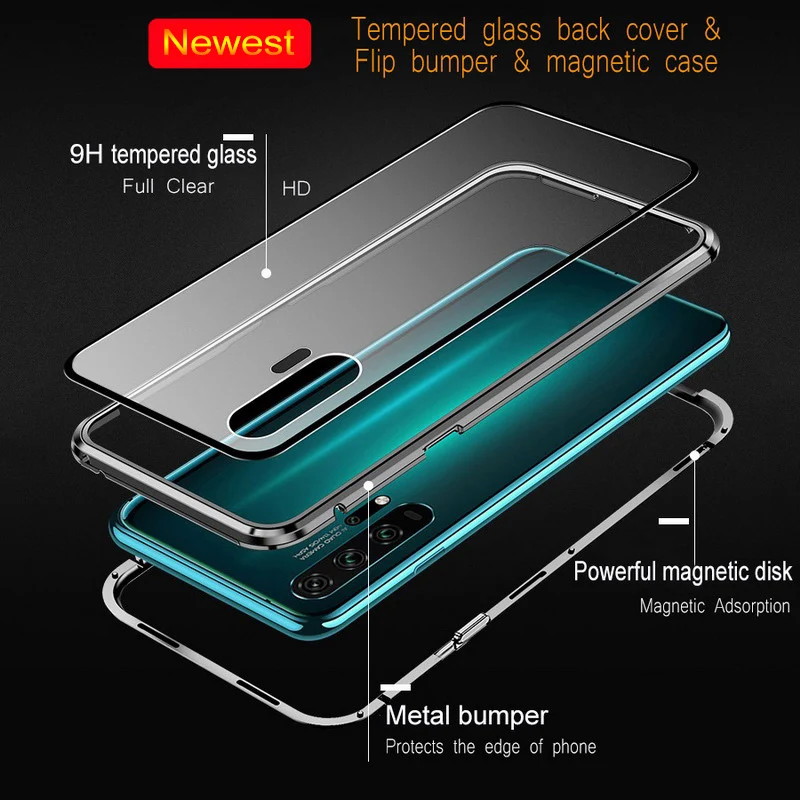 Магнитный чехол 360 Full Protect для Xiaomi Redmi Note 7 6 5 Pro 7A K20 с защитным стеклом.