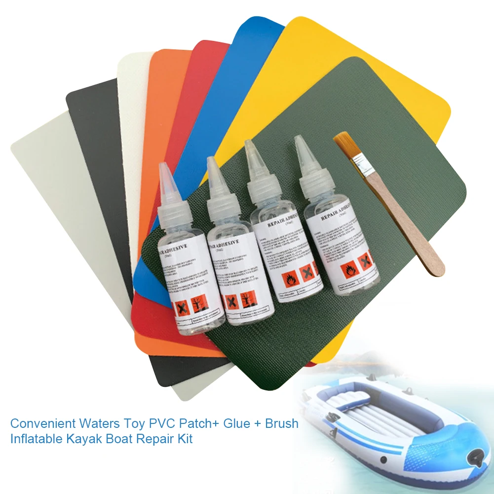 Repair Kit PVC Patch+ Glue + Brush Waters Toy Inflatable Kayak Boat Paste Tool Swimming Ring Accessory Practical Bouncy Castle | Спорт и