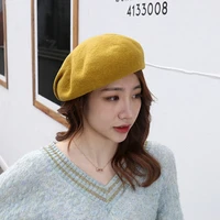 solid colored wool rivet hats women%e2%80%99s autumn and winter thickening warm berets vintage painter%e2%80%99s hats