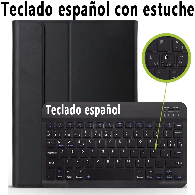 Spanish Keyboard 3,0 чехол с Bluetooth клавиатурой для iPad 10,2 чехол для Apple iPad 7го поколения A2200 A2198 A2197 русская испанская английская клавиатура - Цвет: Spanish Keyboard