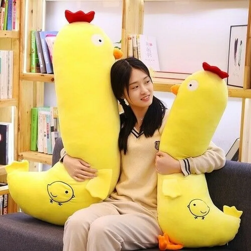 Большой Kawaii Желтая курица плюшевая подушка чучела животных плюшевые игрушки мягкий подарок диван Милая