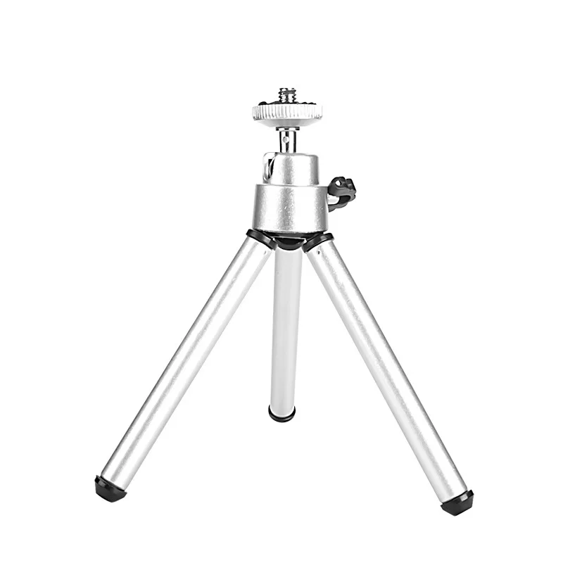 

Telescopic aluminum tripod two mini mobile phones aluminum tube section 2 silver tripod stand