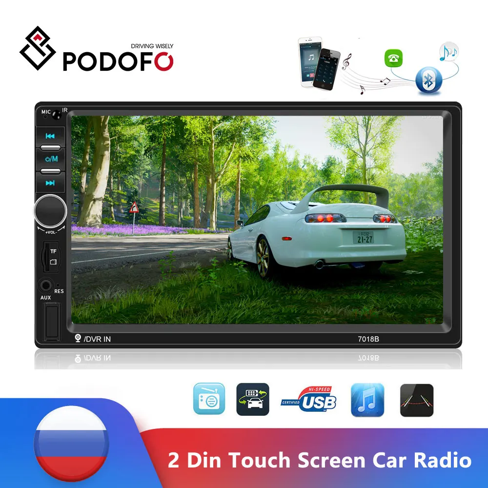 

Podofo 7" Car Radio Autoradio 2 Din Touch Screen Multimedia Player Bluetooth MirrorLink FM MP5 Player 2din Cassette Recorder