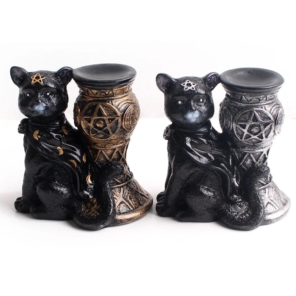 1 шт. черная резная Смола счастливый кот череп основание в виде животного