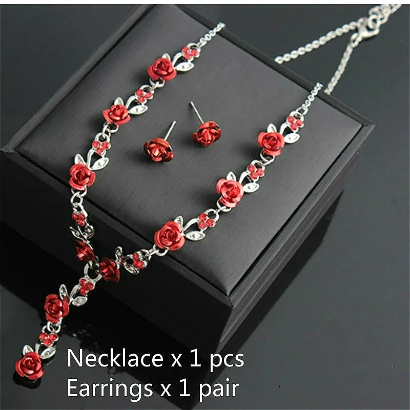 Комплект из колье и серёг с подвеской в виде Розы | Украшения аксессуары