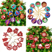10pcs christmas tree decorations diy special shape diamond art painting kits pendant hanging ornaments party gift tag cards