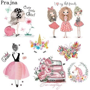 Prajna модные термонаклейки с единорогом для девочек, термонаклейки для глажки футболок, термонашивки для украшения одежды