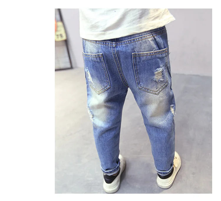 Kids Jeans for Boys Fashion Splice Denim Trousers Children Broken Hole Jeans Autumn Winter Casual Costume Wear Long Pants