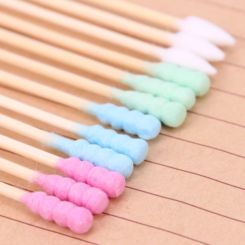 100PCSPack Double Head Cotton Swab Women Makeup Cotton Medical Double head Wood Sticks Ears Cleaning Health Care Tool