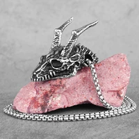 undead dragon animal stainless steel men necklaces pendants chain punk cool for boyfriend male jewelry creativity gift wholesale