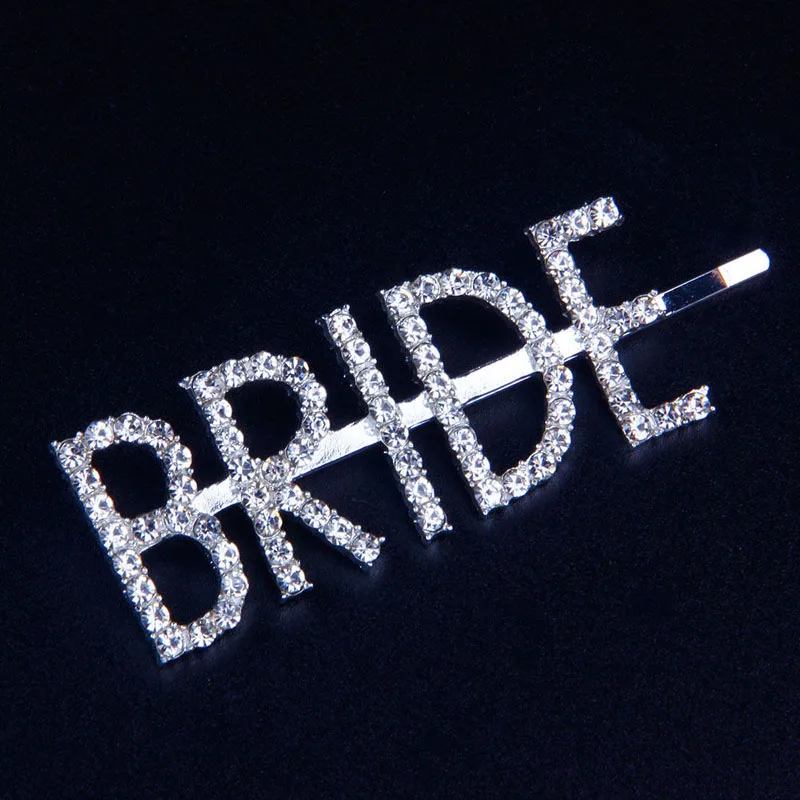 BRIDE Stonefans модные буквенные заколки со стразами для женщин, заколки для волос, заколки для волос, вечерние аксессуары - Окраска металла: BRIDE