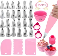 35pcs cake cupcake decorating supplies kit tulip icing nozzles flowers shaped frosting bags and tips baking supplies