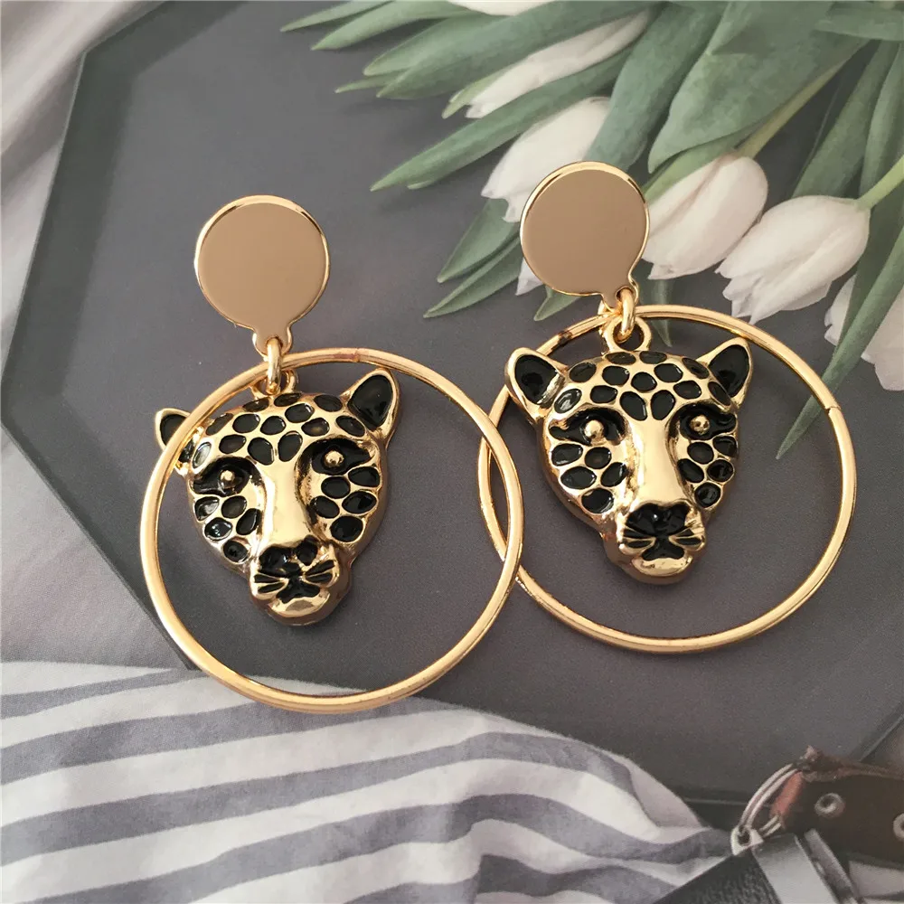 

Wild Sexy Gold Color Leopard Earrings For Women Girl Romantic Lovely Animal Chic Party Halloween Day Decoration Jewelry