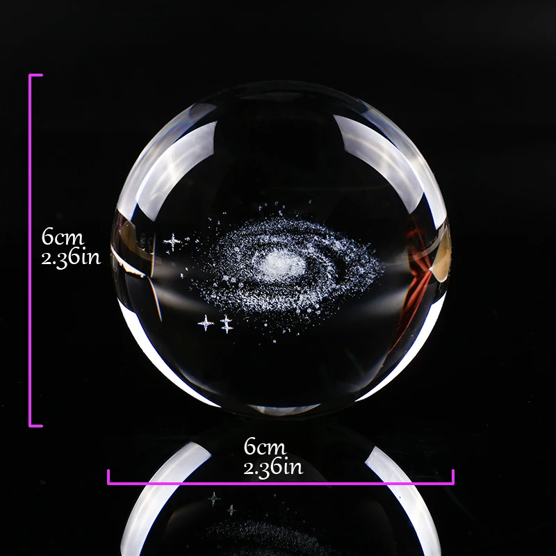 6 cm K9 Crystal 3 D Laser engraving Galaxy Ball Universe Globe with Colorful LED Base Home Decoration for Dropshipping | Дом и сад