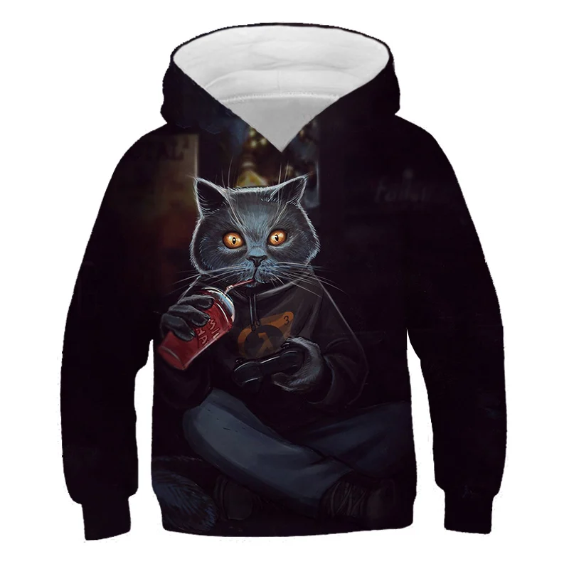 

3D Animal Cat Children's Hoodie Autumn Clothes Boys Girls Cartoon Fashion Sweater Casual Pullover 4T-14T 2121 Autumn Hoodie