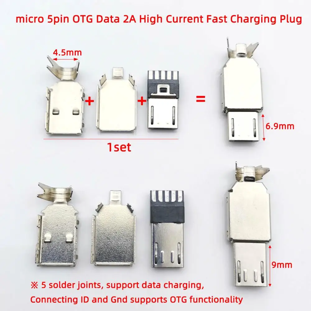 4/3 в 1 Micro USB Штекерный разъем 4 5-контактный Черный/Белый Сварочные данные OTG