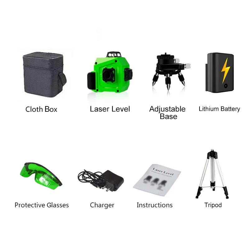 lux cloth box tripod PRACMANU12 линии 3D зеленый лазерный уровень Горизонтальные и вертикальные поперечные линии с автоматическим наливом - Цвет: lux cloth box tripod