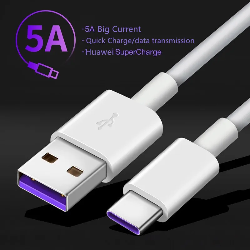 USB кабель 5A Type C сверхбыстрое Зарядное устройство для Samsung S20 S10 A50 Huawei P20 lite P30 P40 pro Mate