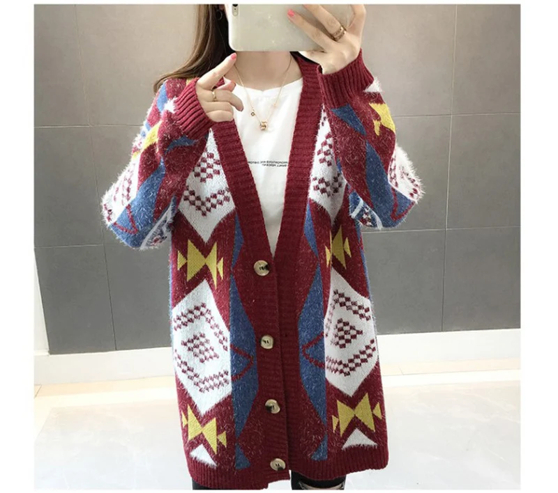 Shellsuning свитер женский осенний трикотажные длинные кардиганы Женская