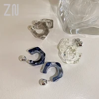 zn geometric rhombus transparent acrylic ear hoop earrings female korean simple versatile temperament earrings for women