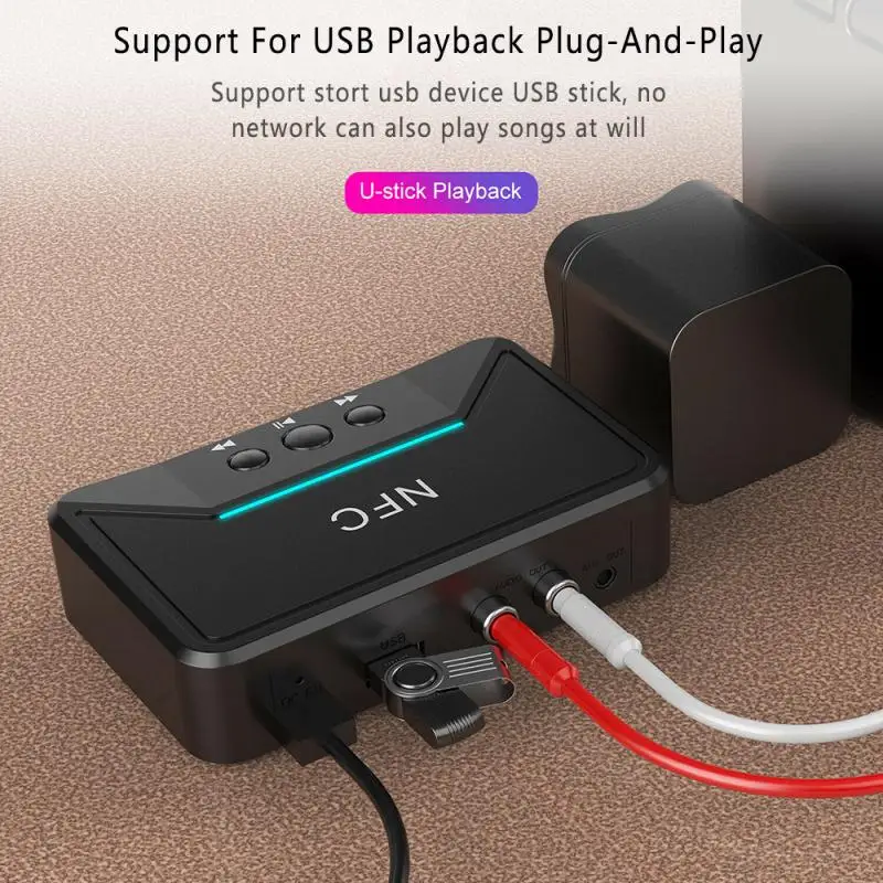 Беспроводной Bluetooth 5 0 приемник RCA APTX NFC 3 мм разъем Aux USB HiFi стерео аудио адаптер