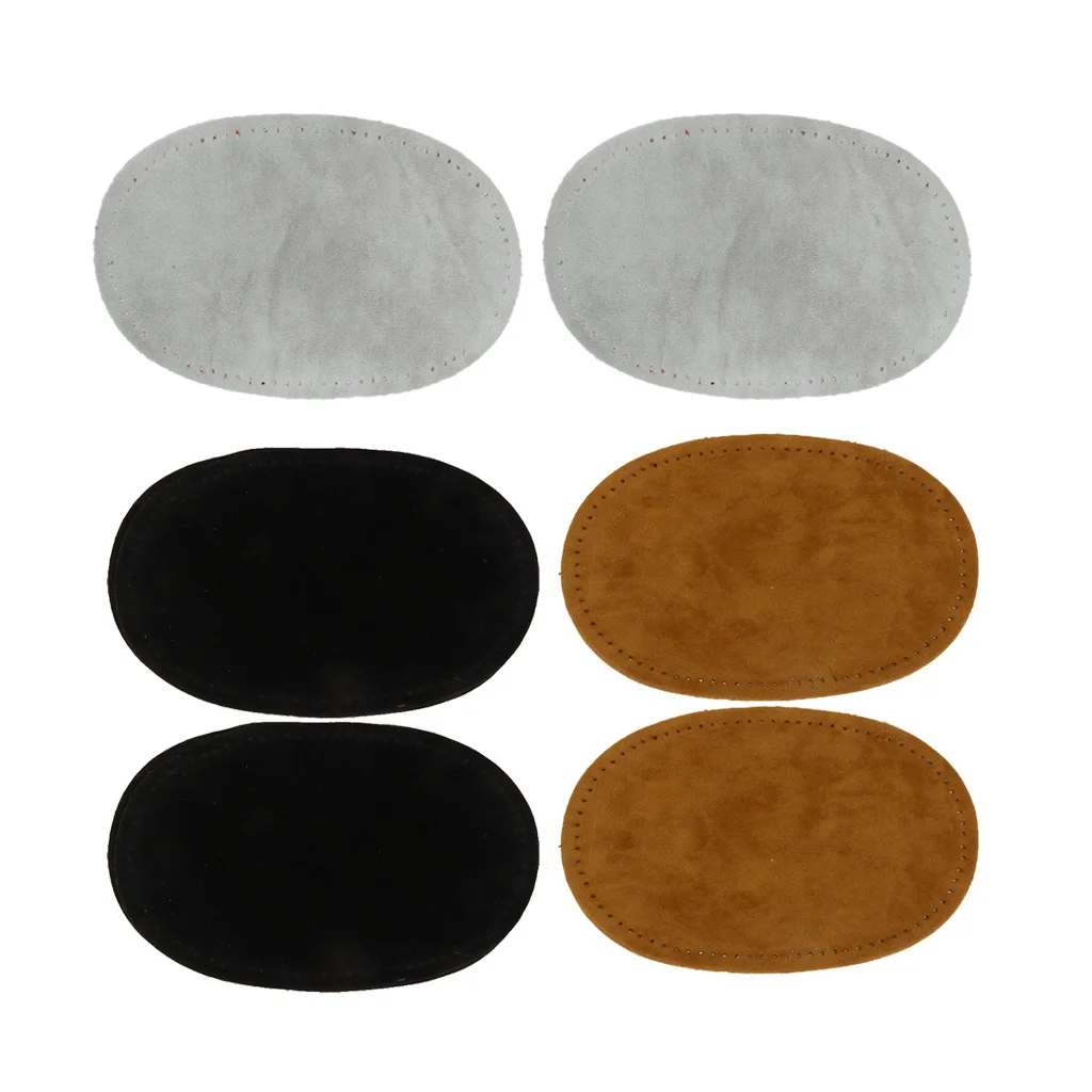 

3 Pairs Sew on Suede Oval Elbow Knee Patches for Repairing Knitwear Crafts Black Light Gray