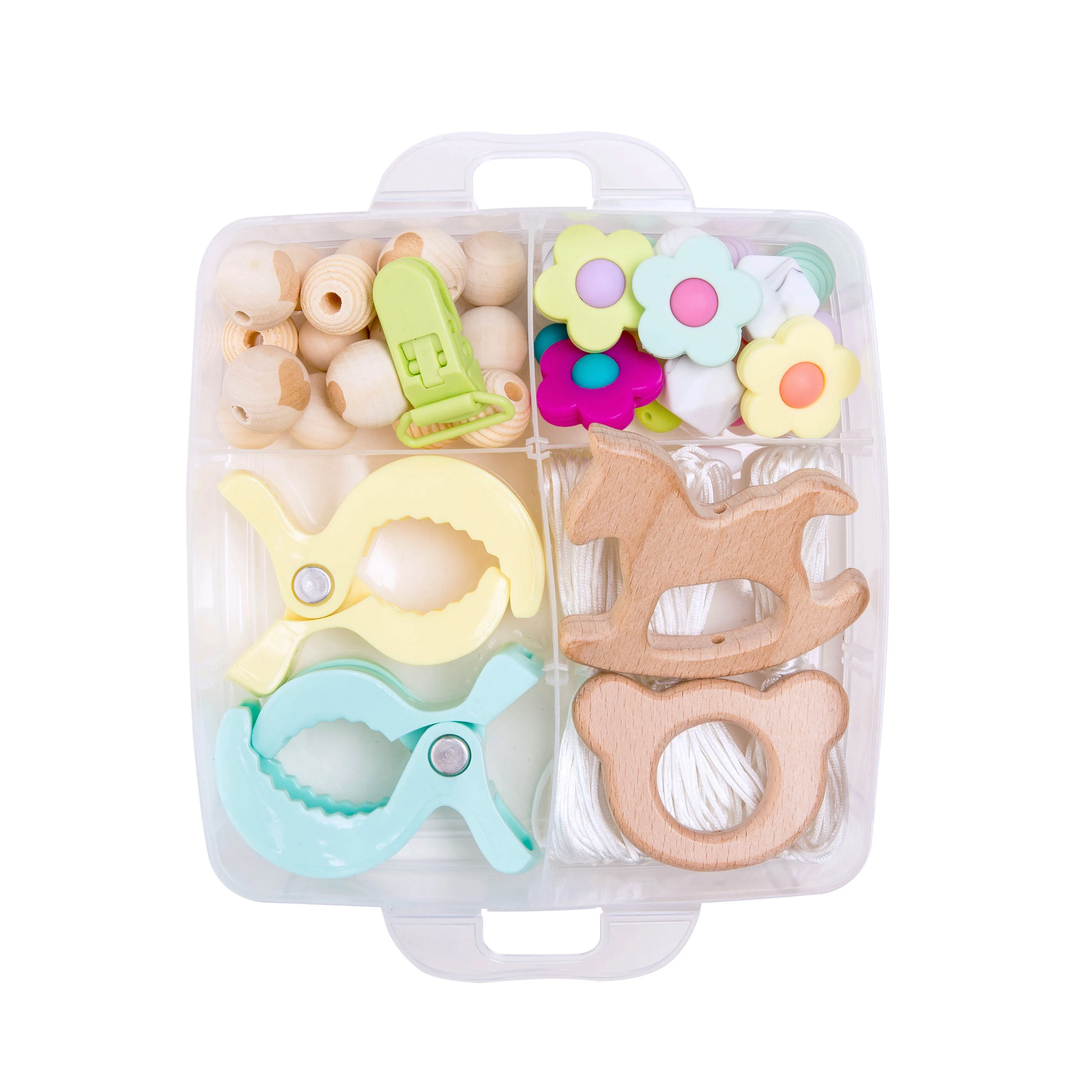 Детский Прорезыватель для зубов 1 комплект Силиконовые бусины Деревянный против