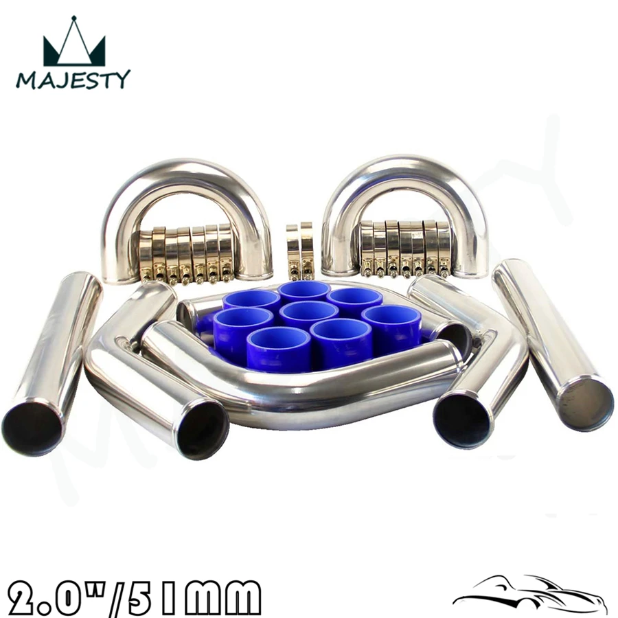 Труба турбо-интеркулера 2 дюйма труба из хромированного алюминия + T-CLAMPS