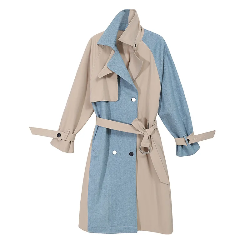 

ZCSMLL Womens Fashion Clothes Patchwork Color Long Sleeve Korean Fashion Loose Big Size 2021 New Autumn Winter Coat