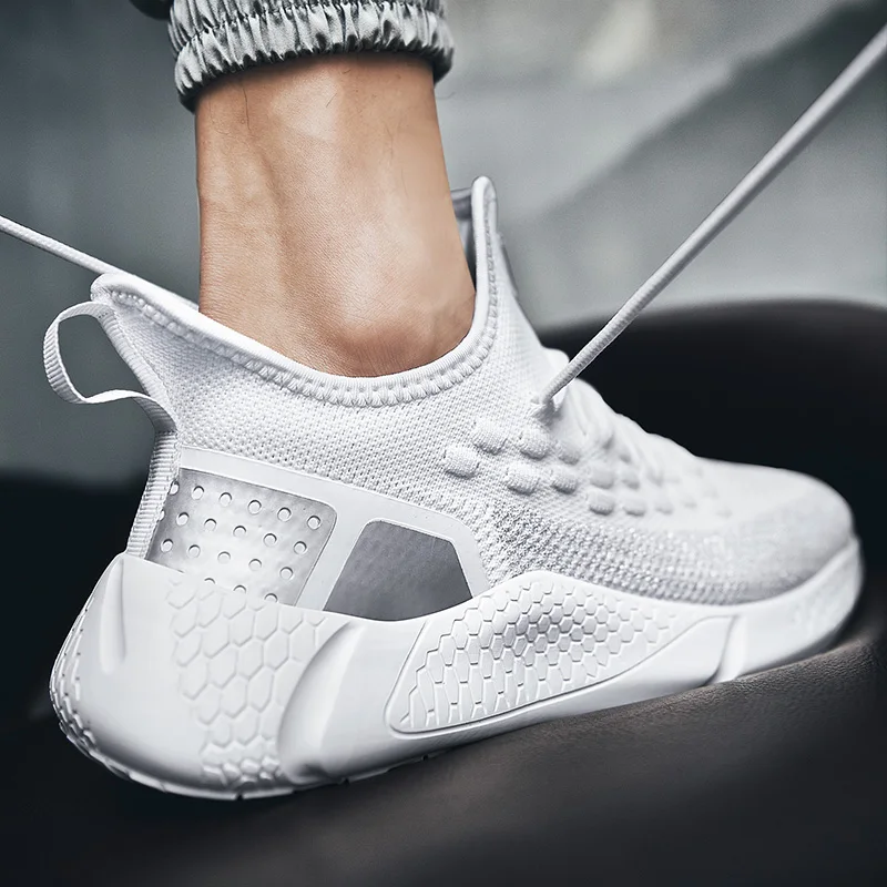 

Sneakers Men Shoes Gold Thread Stretch Cloth Lightweight Sport Running Shoes White Breathable Mens Athletic Shoes Big Size 39-46